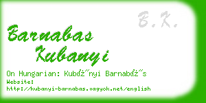 barnabas kubanyi business card